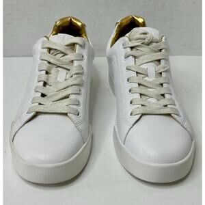 Donna Karan New York Women's Donna Lace Up Sneakers Shoes White/Gold Size 9.5M